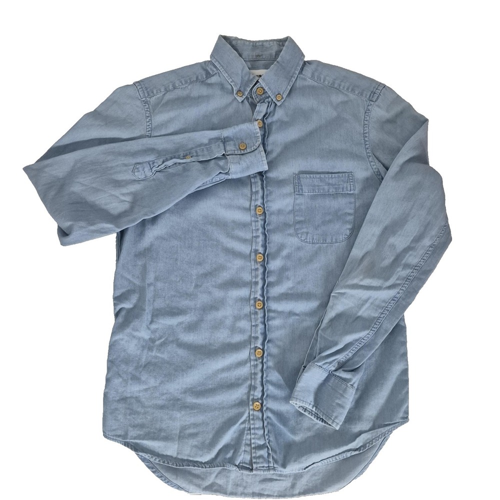 Taylor Stitch  Chambray Shirt Mens 36 Blue Button Down Casual Long Sleeve